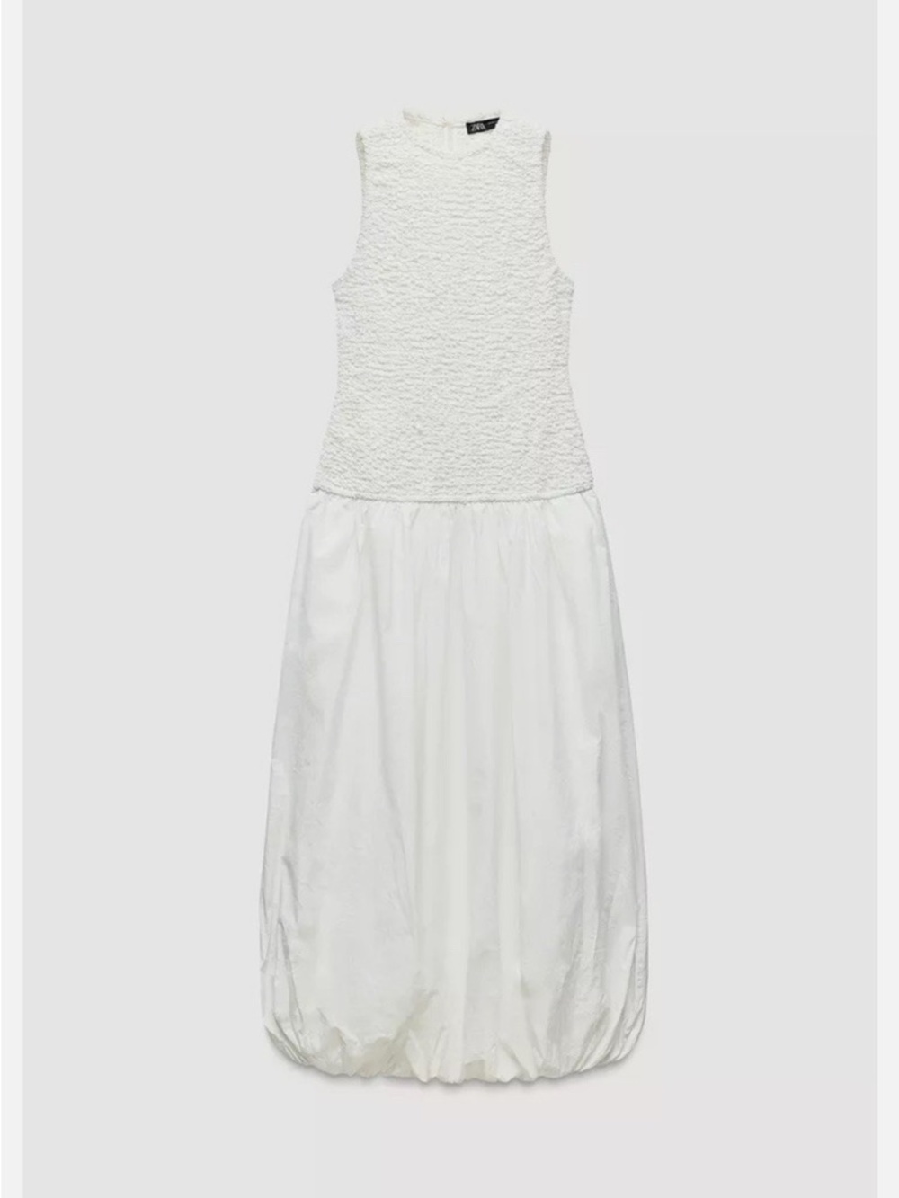 NWT Zara White Poplin Balloon Dress Size Medium